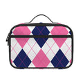 White Blue And Pink Argyle Pattern Print Portable Lunch Bag