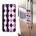 White Blue And Pink Argyle Pattern Print Refrigerator Handle Covers