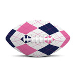 White Blue And Pink Argyle Pattern Print Rugby Ball
