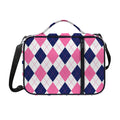 White Blue And Pink Argyle Pattern Print Shoulder Strap Bible Bag