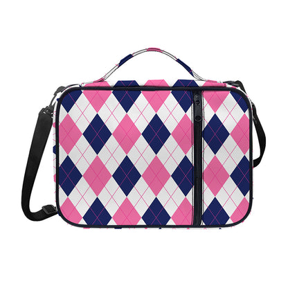 White Blue And Pink Argyle Pattern Print Shoulder Strap Bible Bag
