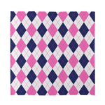White Blue And Pink Argyle Pattern Print Silk Bandana
