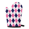 White Blue And Pink Argyle Pattern Print Single Oven Mitt