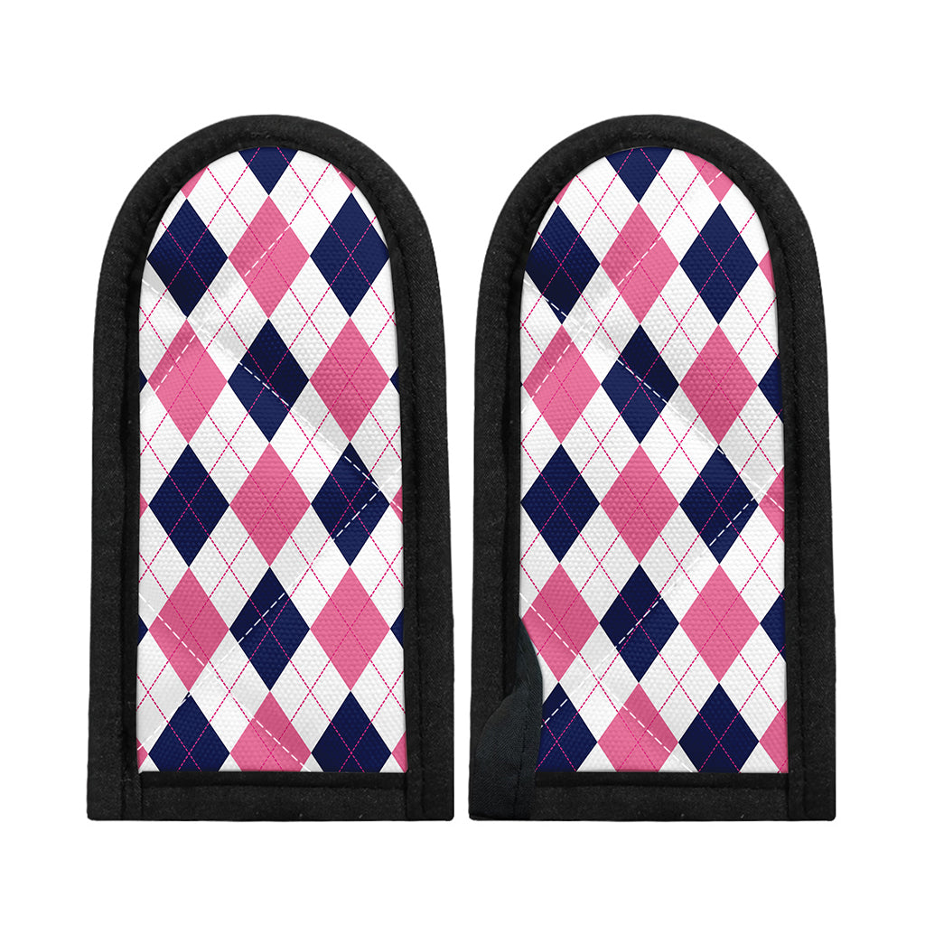White Blue And Pink Argyle Pattern Print Skillet Handle Cover