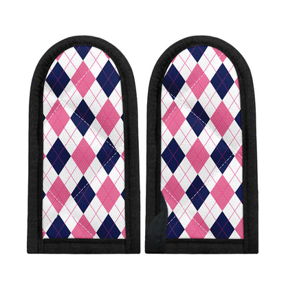 White Blue And Pink Argyle Pattern Print Skillet Handle Cover