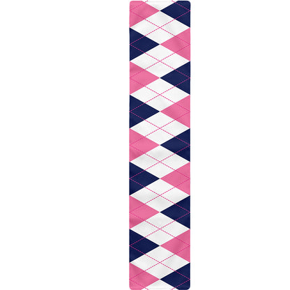 White Blue And Pink Argyle Pattern Print Table Runner