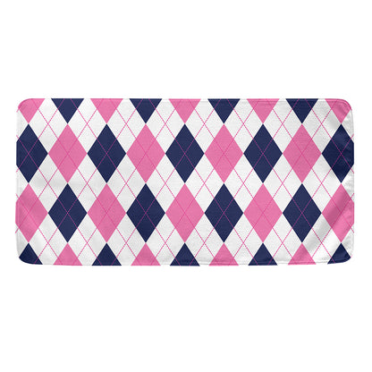 White Blue And Pink Argyle Pattern Print Towel