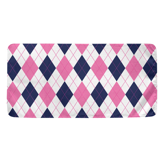 White Blue And Pink Argyle Pattern Print Towel