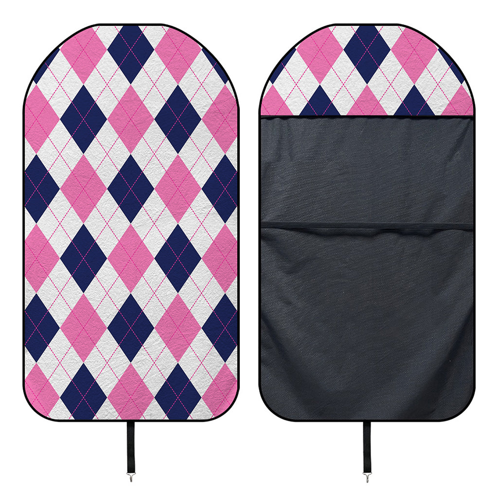 White Blue And Pink Argyle Pattern Print Waterproof Car Seat Cover