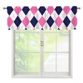 White Blue And Pink Argyle Pattern Print Window Valance