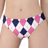 White Blue And Pink Argyle Pattern Print Women's Panties