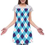 White Blue And Red Argyle Pattern Print Adjustable Apron