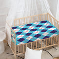 White Blue And Red Argyle Pattern Print Baby Crib Sheet