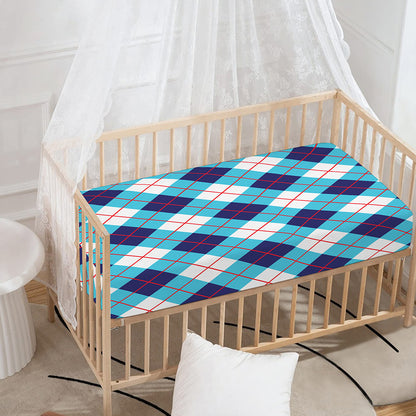 White Blue And Red Argyle Pattern Print Baby Crib Sheet