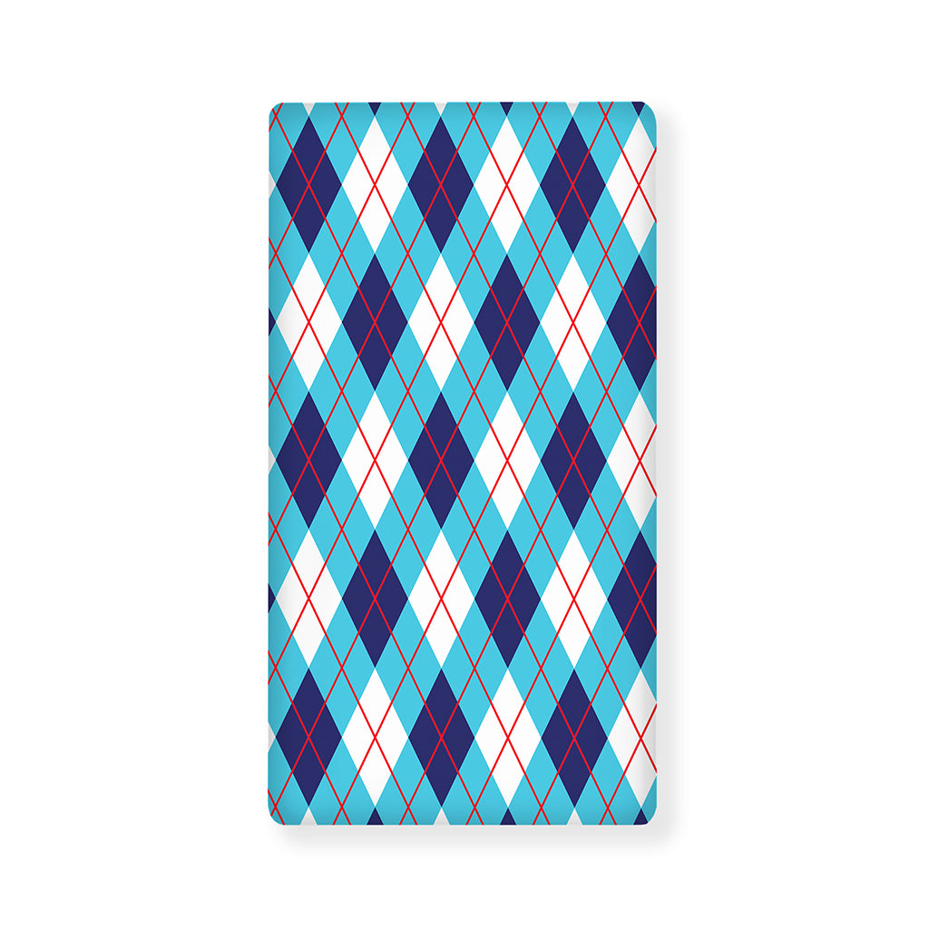 White Blue And Red Argyle Pattern Print Baby Crib Sheet