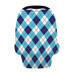 White Blue And Red Argyle Pattern Print Baby Seat Cover