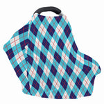 White Blue And Red Argyle Pattern Print Baby Seat Cover