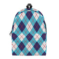 White Blue And Red Argyle Pattern Print School Backpack