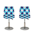 White Blue And Red Argyle Pattern Print Bar Stool Covers