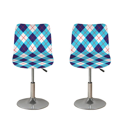 White Blue And Red Argyle Pattern Print Bar Stool Covers