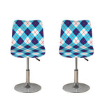 White Blue And Red Argyle Pattern Print Bar Stool Covers
