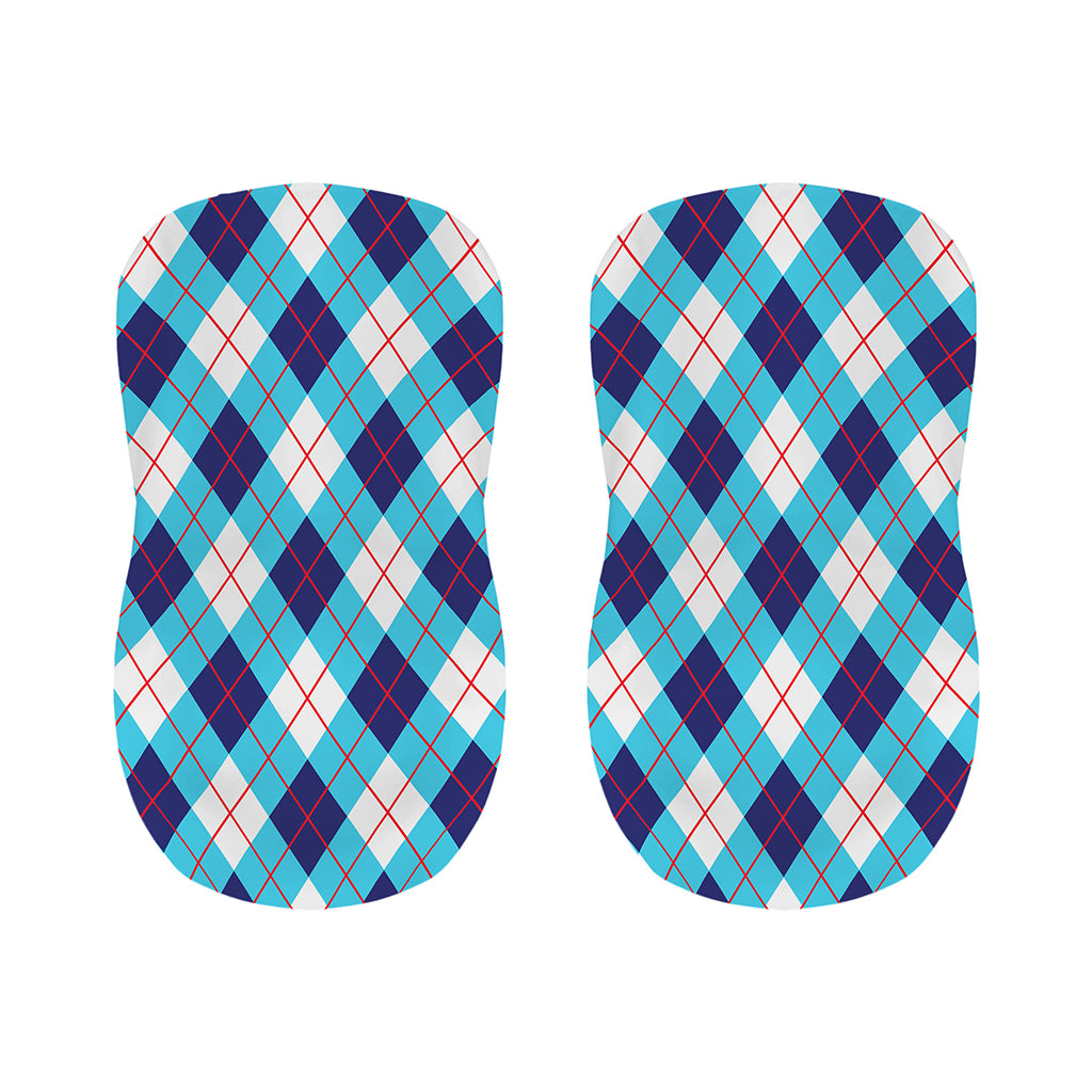 White Blue And Red Argyle Pattern Print Bar Stool Covers