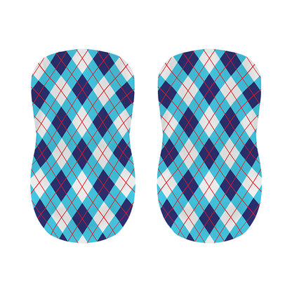 White Blue And Red Argyle Pattern Print Bar Stool Covers