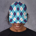White Blue And Red Argyle Pattern Print Baseball Cap