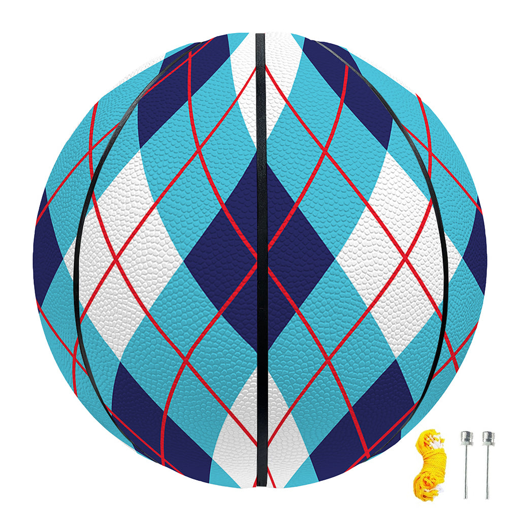 White Blue And Red Argyle Pattern Print Basketball