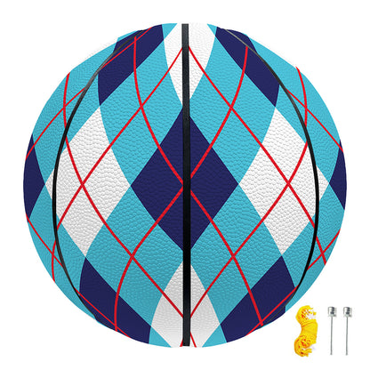 White Blue And Red Argyle Pattern Print Basketball