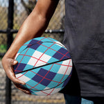 White Blue And Red Argyle Pattern Print Basketball