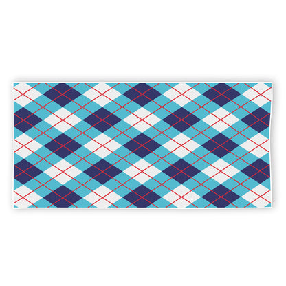 White Blue And Red Argyle Pattern Print Beach Towel