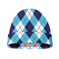 White Blue And Red Argyle Pattern Print Beanie
