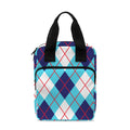 White Blue And Red Argyle Pattern Print Bible Tote Bag