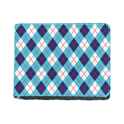 White Blue And Red Argyle Pattern Print Bifold Wallet
