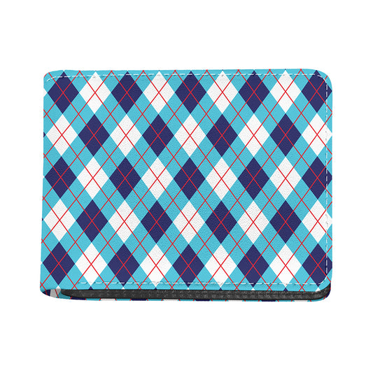 White Blue And Red Argyle Pattern Print Bifold Wallet