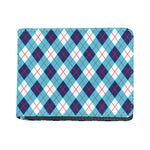 White Blue And Red Argyle Pattern Print Bifold Wallet