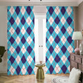 White Blue And Red Argyle Pattern Print Dimout Pencil Pleat Curtains