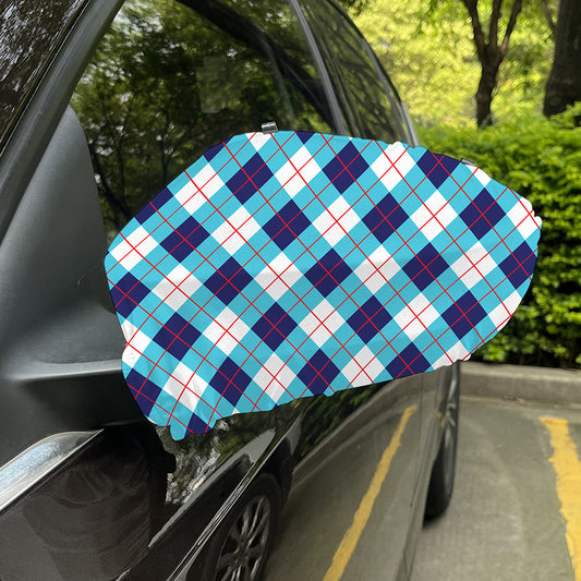White Blue And Red Argyle Pattern Print Car Side Mirror Covers