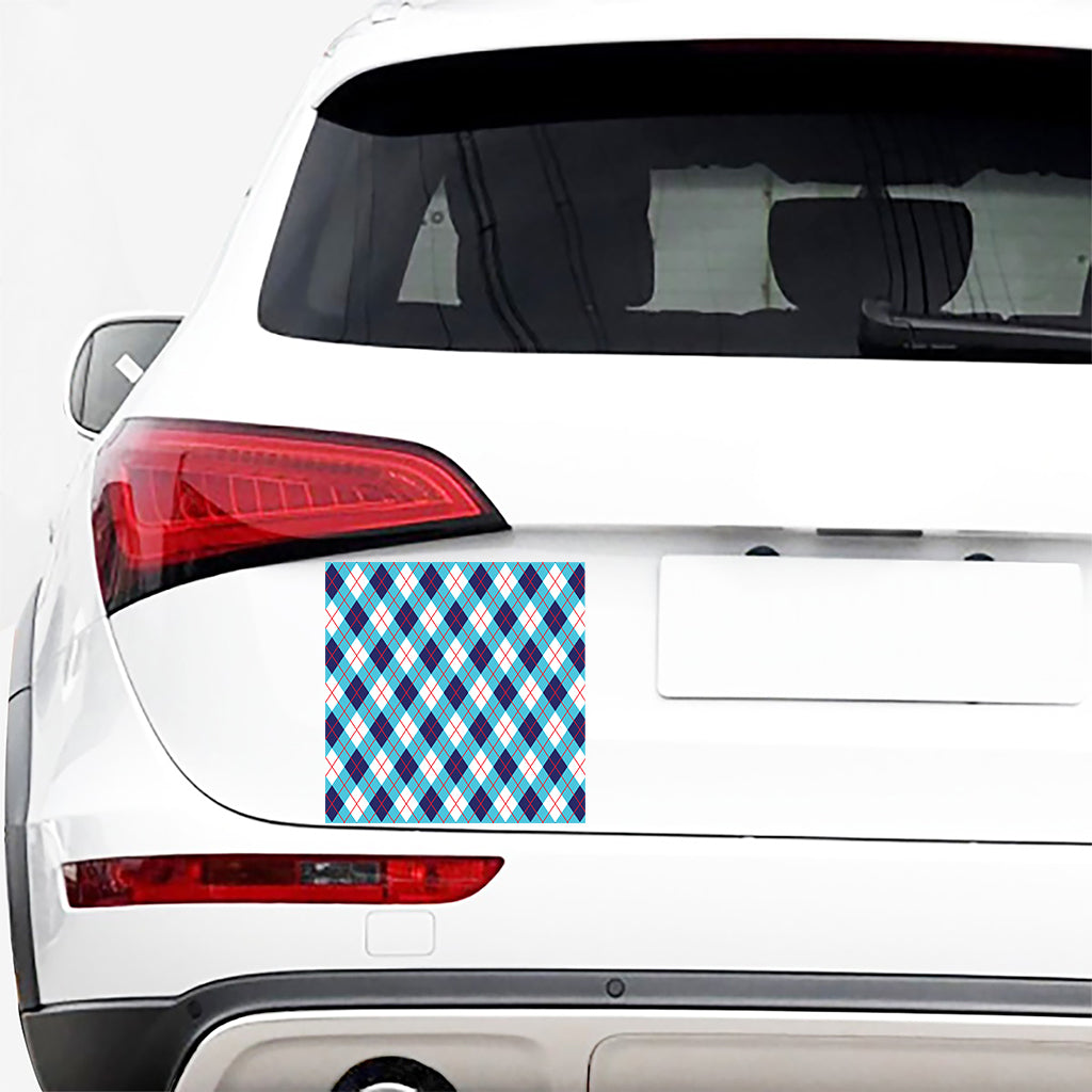 White Blue And Red Argyle Pattern Print Car Sticker