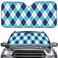 White Blue And Red Argyle Pattern Print Car Windshield Sun Shade