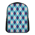 White Blue And Red Argyle Pattern Print Casual Backpack