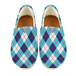 White Blue And Red Argyle Pattern Print Casual Shoes