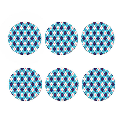 White Blue And Red Argyle Pattern Print Coaster Set