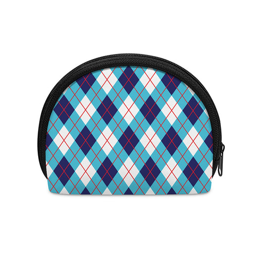 White Blue And Red Argyle Pattern Print Coin Purse