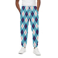 White Blue And Red Argyle Pattern Print Cotton Sweatpants