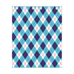 White Blue And Red Argyle Pattern Print Curtain