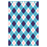 White Blue And Red Argyle Pattern Print Curtain