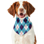 White Blue And Red Argyle Pattern Print Dog Bandana