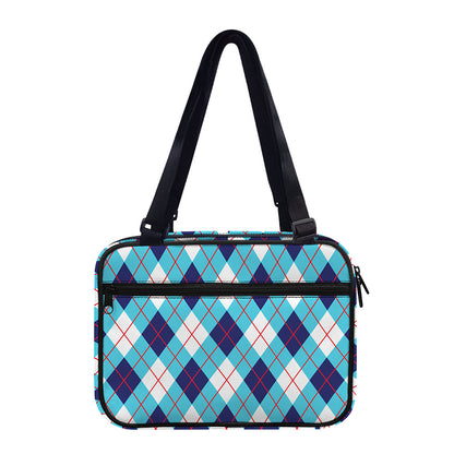White Blue And Red Argyle Pattern Print Double Strap Bible Bag